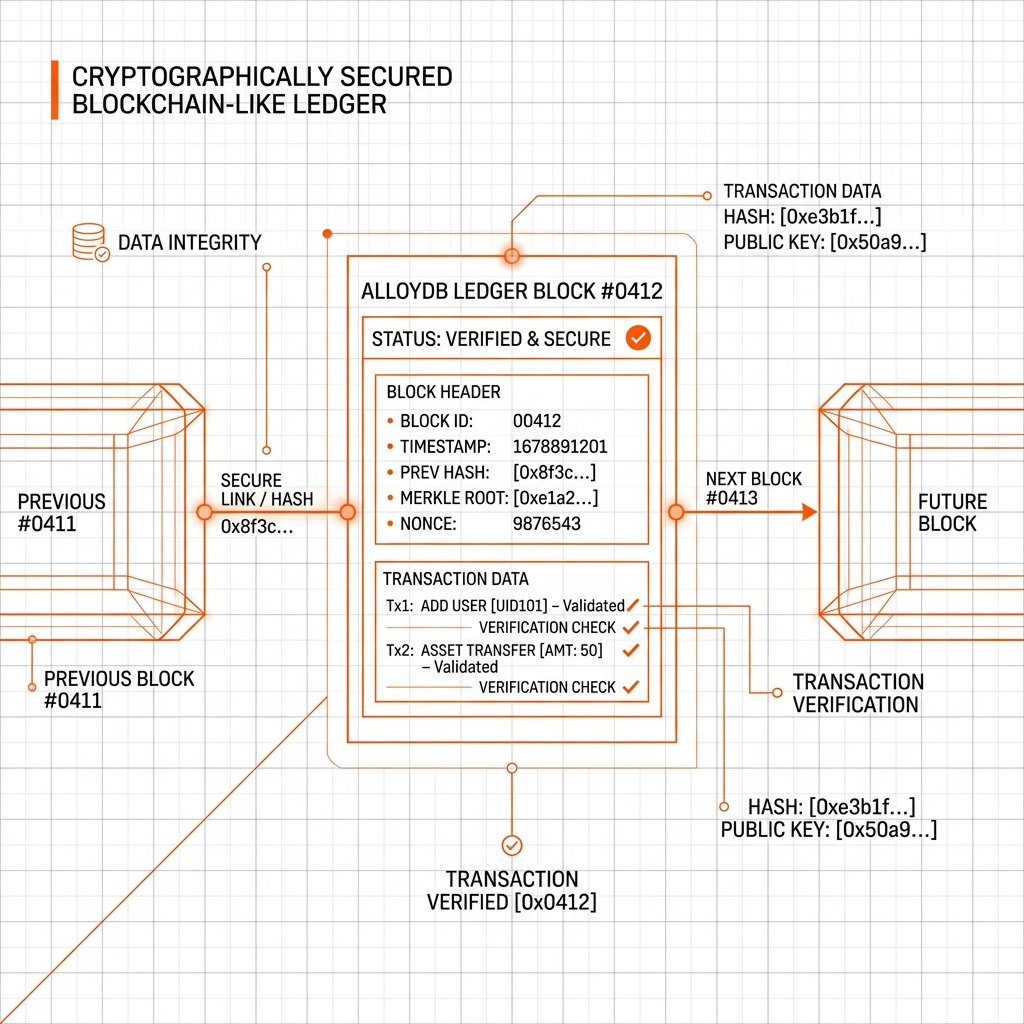 AlloyDB Ledger Cryptographic Ledger Diagram